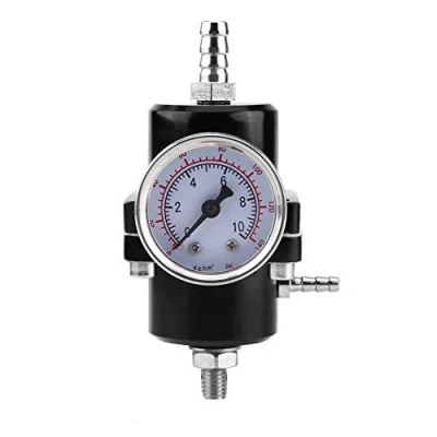 Immagine di Regolatore di Pressione del Carburante in Lega Alluminio Kit Tubi Manometrici Calibro 0 140 psi Regolabile con Manometro per Veicolo Auto