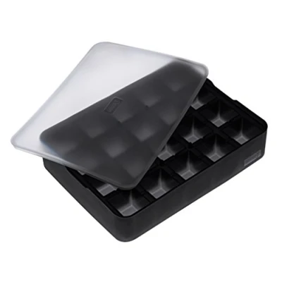 Immagine di Lurch ICE FORMER Premium Ghiacciapasta in silicone con coperchio per 20 cubetti di ghiaccio da 3 cm, colore: Nero