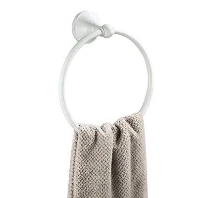 Immagine di WOMAO Portasciugamani Rotondo, Bianco, in Ottone, Vasca da Bagno Forata a Parete Cucina Doccia Elegante e Moderna