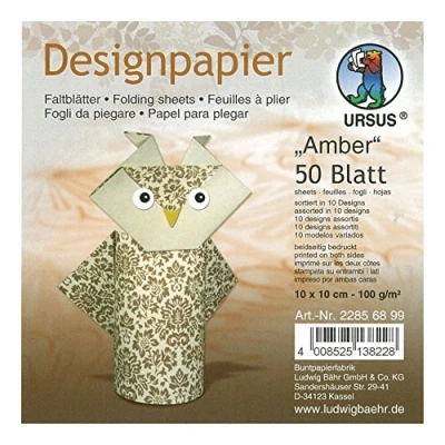 Immagine di Ursus 22856899 Paper Design Ambra, 50 fogli, 10 x cm, stampato su entrambi i lati, Modelli/Colori Assortiti, 1 Pezzo