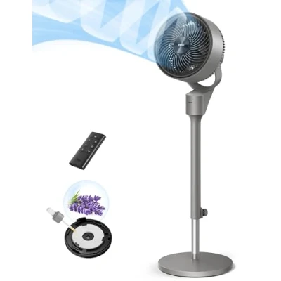 Immagine di Dreo Ventilatore a Piantana Silenzioso 25dB, Oscillazione Orizzontale Automatica 80, 3 Velocità, Portata fino 24m, Potente con Telecomando, Inclinazione Verticale Manuale 90, Timer 6 Ore