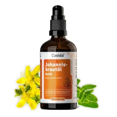 Immagine di Casida® Olio di erba San Giovanni Iperico rosso riscaldante e lenitivo per massaggi frizioni 100 ml (100 ml)