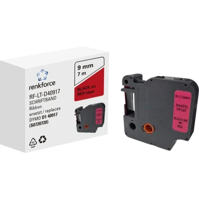 Immagine di Cassetta nastro Renkforce RF LT D40917 Compatibile sostituisce DYMO D1 40917 9 mm Colore Nastro: Rosso carattere: Nero 7 m