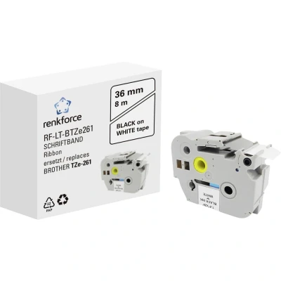 Immagine di Cassetta nastro Renkforce RF LT BTZe261 Compatibile sostituisce Brother TZe 261 36 mm Colore Nastro: Bianco carattere: Nero 8 m