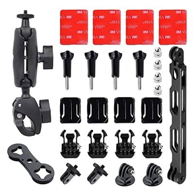 Immagine di Set di accessori moto per Insta360 One X2, X, R, Gopro Hero Max, Fusion, DJI OSMO Action Camera