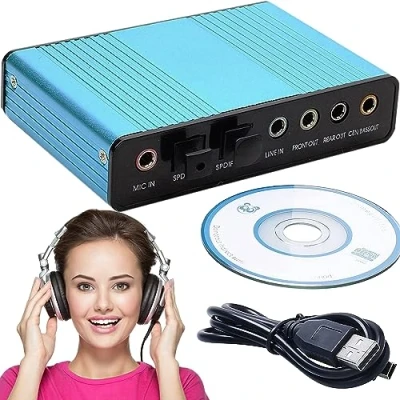 Immagine di Retoo Scheda audio esterna 7.1 Surround, adattatore stereo, regolazione del volume, connettore per cuffie, microfono, disattivazione microfono PC