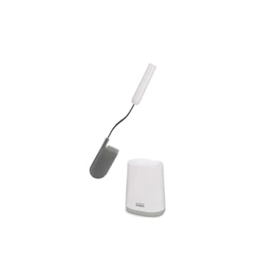 Immagine di Joseph Flex Lite Portascopino Igienico Sottile Bagno Spazzola WC, Spazzolone resistente, testa Flessibile, Setole Antigoccia, Anti Intasamento, Grigio/Bianco, Piccolo