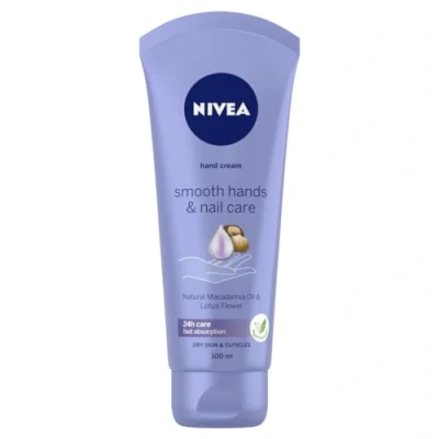 Immagine di NIVEA Smooth Hands &amp; Nail Care, crema levigante per mani e unghie, con olio di macadamia, 100 ml