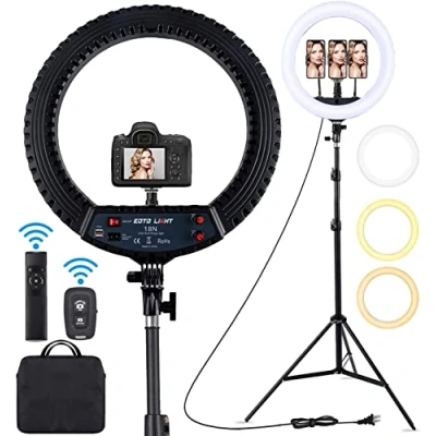 Immagine di Luce ad Anello LED 48CM, Ring Light 2900 6000K Dimmerabile con Stativo di Luce, Ricevitore Bluetooth per Telefono, Streaming Live, Videoconferenza, Youtube, TikTok