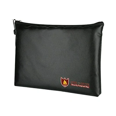 Immagine di JEROOP Borsa ignifuga per documenti, 34 x 25 cm, impermeabile, resistente al fuoco, cassaforte banconote, grande capacità