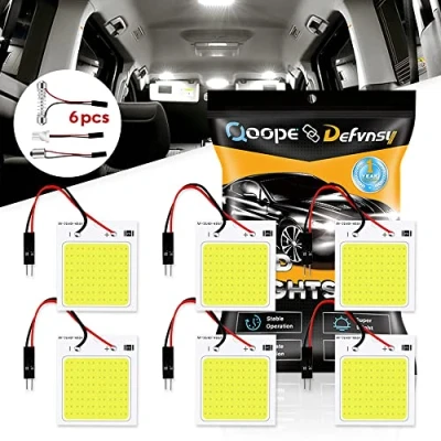 Immagine di DEFVNSY Luce bianca brillante 300Lums COB 48 SMD 12V LED per l&#039;illuminazione interna dell&#039;auto Lampada a pannello Tetto luci lampadina con 6 X T10, BA9S, adattatore festone