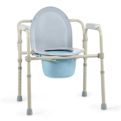 Immagine di VONOYA Comoda WC Portatile Sedia Pieghevole Leggero 4 in 1 da Comodo Regolabile Sgabello Doccia Bagno Rialzo Water per Disabilità Anziani e Altri Capacità Fino a 136 kg