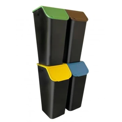 Immagine di Practic Set di contenitori segregazione, Pattumiere 4x35l, nero, Bini 10103435