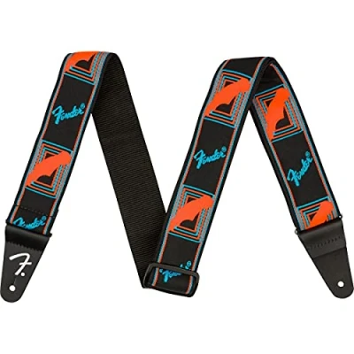 Immagine di Fender, NEON MONOGRAMMED STRAP, Tracolla per chitarra in poliestere, 5cm di larghezza, Colore Blue Orange