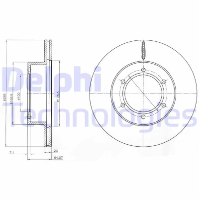 Immagine di DELPHI BG2495 Disco freno 289 20 6 ventilato Oleato non trattato senza cuscinetto ruota, anello sensore ABS TOYOTA: HILUX Pick up, 4Runner