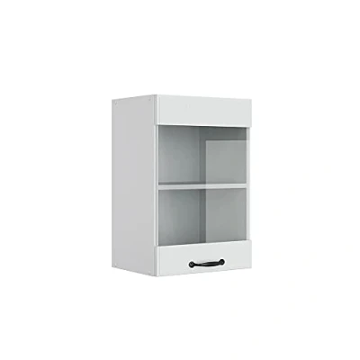 Immagine di Vicco Mobile da cucina in vetro &quot;R line&quot;, Bianco casa di campagna/Bianco, 40 cm