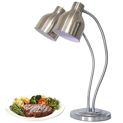 Immagine di YAOYAOO Lampada di Calore Alimentare Commerciale, Scalda Vivande Doppia Testa Commerciale Buffet Lampade Riscaldanti per Cibo Riscaldante, Distaccato Scaldavivande Paralume Regolabile
