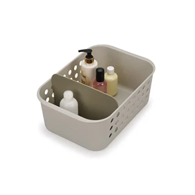 Immagine di Joseph EasyStore Cestino organizzatore portaoggetti per accessori bagno con divisorio mobile Grande, Beige