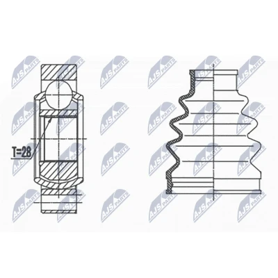 Immagine di NTY NPW VW 066 Kit Giunto Omocinetico Assale posteriore Sx, Dx VOLKSWAGEN: Transporter 5 Bus, 5, Multivan (7HM