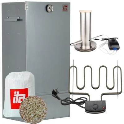 Immagine di ITA Forno elettrico per affumicatura 7001 Set affumicatore con riscaldamento, generatore di fumo termometro acciaio legato qualità EU direttamente dal produttore 81 cm 3