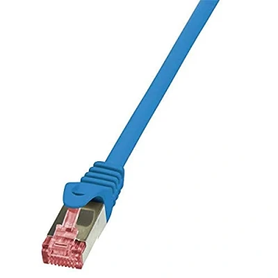 Immagine di LogiLink CQ2016S RJ45 cavo di rete, patch CAT 6 S/FTP 0.25 m Blu Ritardante fiamma, con protezione 1 pz.
