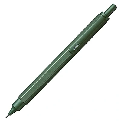 Immagine di RHODIA 9397C Porta mine scRipt Corpo esagonale in alluminio spazzolato Salvia per grafite standard 0,5 mm, Fusto acciaio retraibile, Gomma sotto il Pulsante Collezione