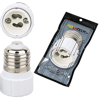 Immagine di ISOLATECH 1pc adattatore E27 per lampada GU10 convertitore LED lampade a risparmio energetico (max. 250V/2A) lampadine bagno installazione cucina base ceramica termoresistente