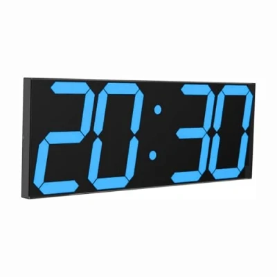 Immagine di CHKOSDA orologio digitale a LED, grande da parete con display LED 18 pollici, 12/24 ore, visualizzazione della temperatura e del calendario (blu)