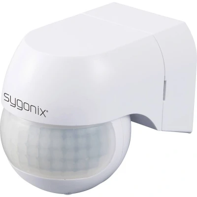 Immagine di Sygonix SY 6118230 sospeso sul muro, Da parete Rilevatore di movimento ad infrarossi passivo PIR 180 Relè Bianco IP44
