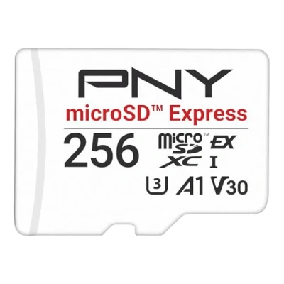 Immagine di PNY Scheda microSD™ Express GB UHS I U3 V30 A1, fino a 890MB/s in lettura e 550MB/s scrittura, ideale per dispositivi compatibili con microSD come Nintendo Switch 2