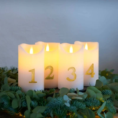 Immagine di Sirius Candela LED Sara Advent 4x H 12,5cm bianco/oro