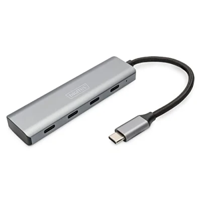 Immagine di Digitus DA 70246 4 Porte USB 3.1 Gen 1 Hub Contenitore in alluminio Grigio scuro