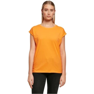 Immagine di Build Your Brand Ladies Extended Shoulder Tee Maglietta, Arancio Paradiso, M Donna