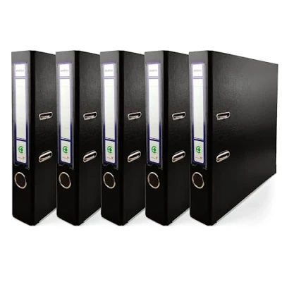 Immagine di Netuno 5x raccoglitore a leva a4 nero registratore dorso 5 cm con 2 anelli classificatore documenti grande faldone ad dossier ufficio archiviazione cartella archivio