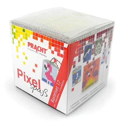 Immagine di Pracht Creatives Hobby Pixel P90030 63501 Divertente Set 17 per Bambini, Semplice Sistema a innesto con sassolini in bioplastica Realizzare 4 Portachiavi (medaglioni), Senza Stirare e incollare