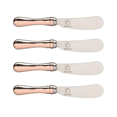 Immagine di Artesà Set Coltelli da Burro con Manico Oro Rosato, 12 cm, Acciaio Inossidabile, Multicolore, 0.3 x 1.7 4 Pezzi
