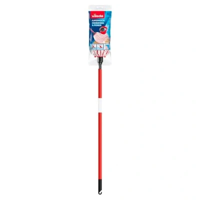 Immagine di Vileda Wischmop SuperMocio Microfibre e Power System Mocio, Metallo, Rosso/Bianco, 110 x 15 cm, cm