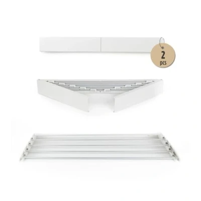 Immagine di VITAPUR Stendibiancheria da parete Stendino per un carico completo di lavatrice Asciugabiancheria con 4m superficie pieghevole Design elegante e inossidabile, confezione 2