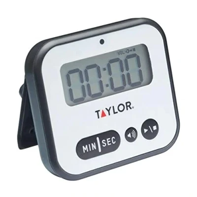 Immagine di Taylor Pro Timer da Cucina in Plastica con Avvisatore Acustico e Luminoso, Colore Bianco/Nero, 5 x 8,5 7,5 cm