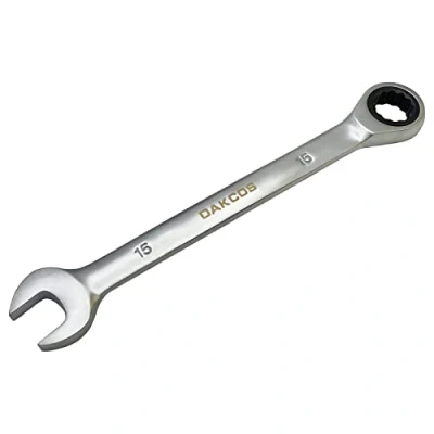 Immagine di DAKCOS Chiave combinata a cricchetto 15 mm metrica in CR V con finitura cromata opaca