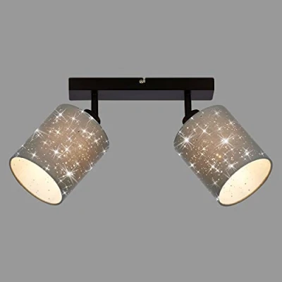 Immagine di Briloner Faretto da Soffitto, Design a Stella, Plafoniera, Girevole e Orientabile, 2 x E27, Max 25 Watt Ciascuno, Grigio/Nero, 285 130 155 mm (Max 259 mm) (LxWxH)