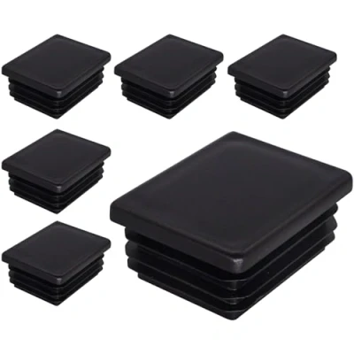 Immagine di SKIR&#039;CO tappi rettangolari in plastica, 40 x 50 mm, per tubi opachi, inserti rettangolari, pali di recinzione, colore nero RAL 9005, 6 pezzi