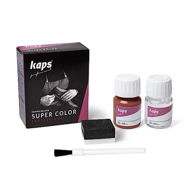 Immagine di Kaps Tinta Super Color + Preparatore (25 ml ognuno), Colorante Professionale per Pelle Naturale, Tela, Ecopelle, Nutre e Ripara le Scarpe in (129 Marrone Chiaro)