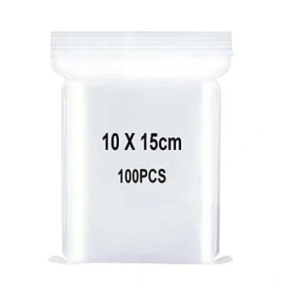 Immagine di Sacchetti in Plastica Trasparente Richiudibili, Sacchetto Sigillato, Borsa con Chiusura a Cerniera, Applicano Cucina, Ufficio, Conservazione della Cancelleria ecc. 10x15cm 100pezzi