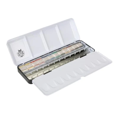 Immagine di Schmincke HORADAM® 74647097 Aquarell Retro Line scatola di colore con 12 colori ad acquerello, in metallo, set da colorare, x 1/2 ciotole, guida vuota per 6 1/1 o ciotole