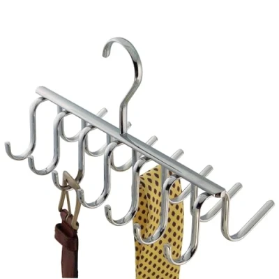 Immagine di iDesign Axis Portacravatte armadio, Portacinture da armadio in metallo cromato con 14 ganci, argento