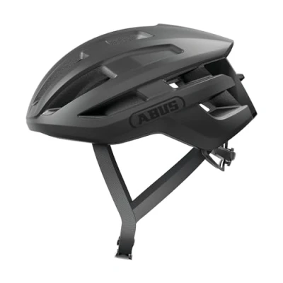 Immagine di Abus, casco per bici da corsa ABUS PowerDome, leggero con sistema di ventilazione intelligente e profilo aerodinamico, Made in Italy, uomo donna, nero, taglia L