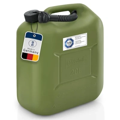 Immagine di Hünersdorff Tanica Carburante Standard da 20 Litri, HDPE Colore Verde Oliva, omologazione Un, Accessori Neri