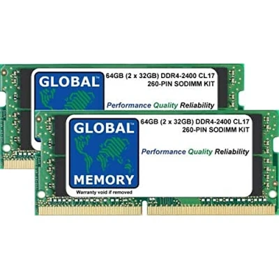 Immagine di Kit RAM DDR4 2400 MHz PC4 19200 260 PIN SODIMM MEMORIA RAM, 64 GB (2 x 32 GB) per computer portatili/quaderni
