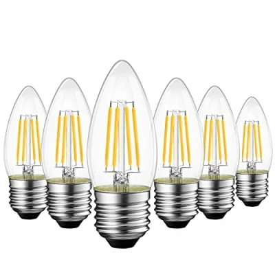 Immagine di LVWIT Lampadina Filamento LED Attacco E27 7W Equivalenti a 75W, 1055Lm, Luce Bianca Calda 2700K, Forma Candela C35, Non Dimmerabile, Pacco da 6 Unità